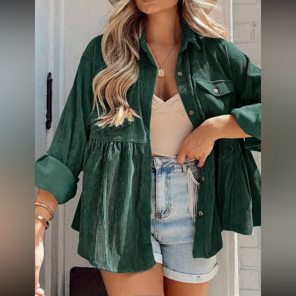 Luxe hunter corduroy button down jacket top - Picture 2 of 12